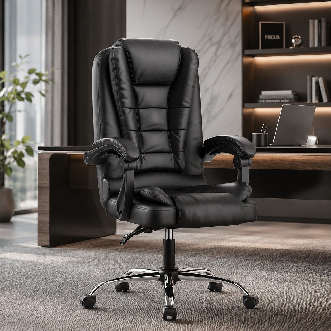 ZAISZE Chefsessel Bürostuhl, Ergonomischer Bürostuhl, Stoff Schreibtischstuhl (Hohe Rückenlehne Ergonomische Liege mit Kippfunktion 360° Drehbarer Schreibtischstuhl, Gaming Stuhl mit dickem Kissen), Chefsessel Drehstuhl, Höhenverstellbar für Zuhause und A