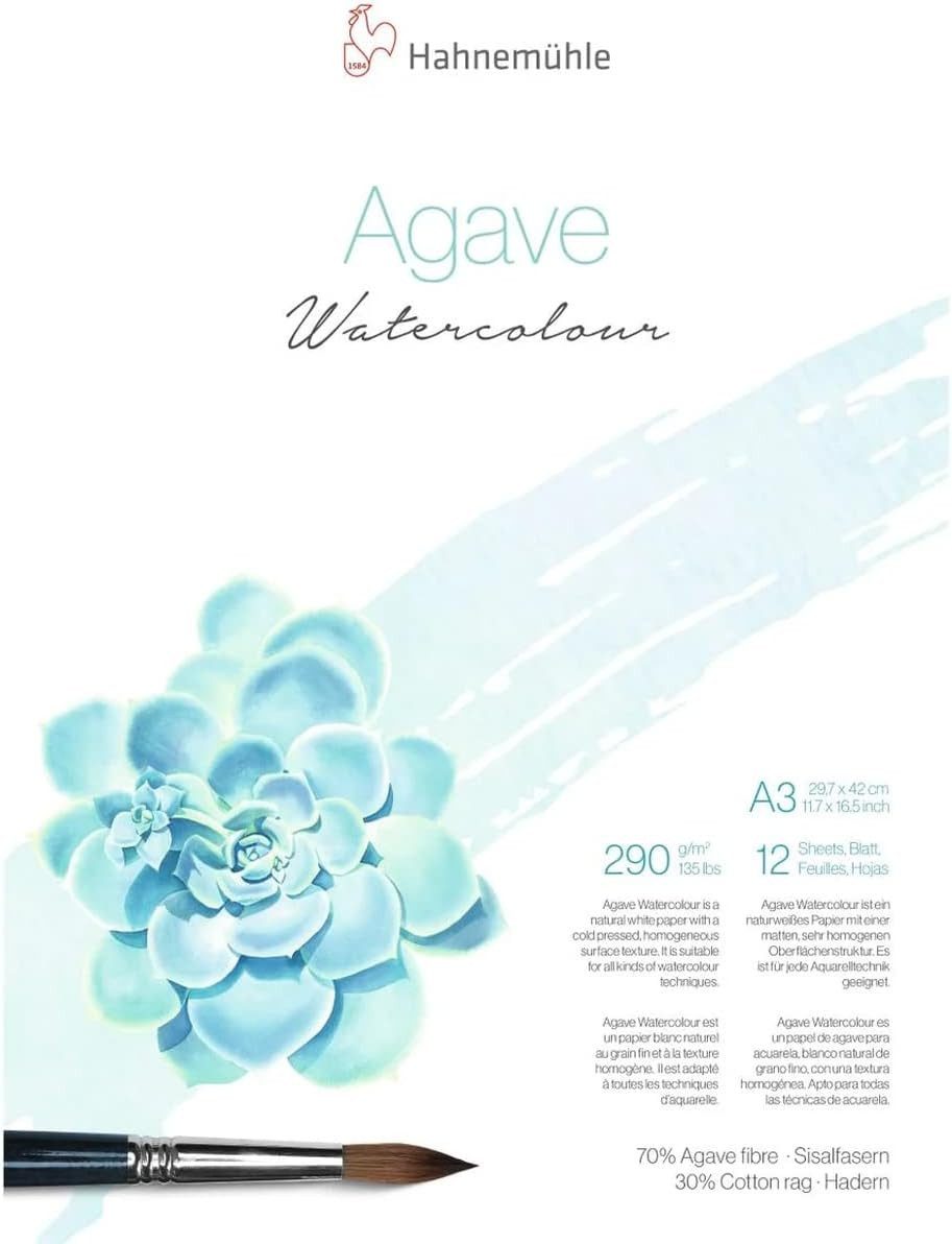 Hahnemühle Aquarellblock Agave Watercolour A3, 290g/m², 12 Blatt