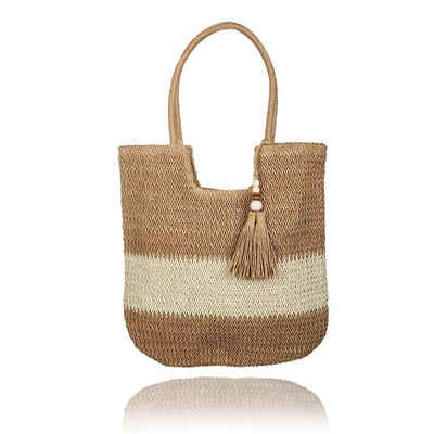 AquaBreeze Umhängetasche Stroh Strandtasche, Sommer gewebt Tote Bag (1-tlg., mit großen Schulter Handtasche), Stroh Geldbörsen und Handtaschen