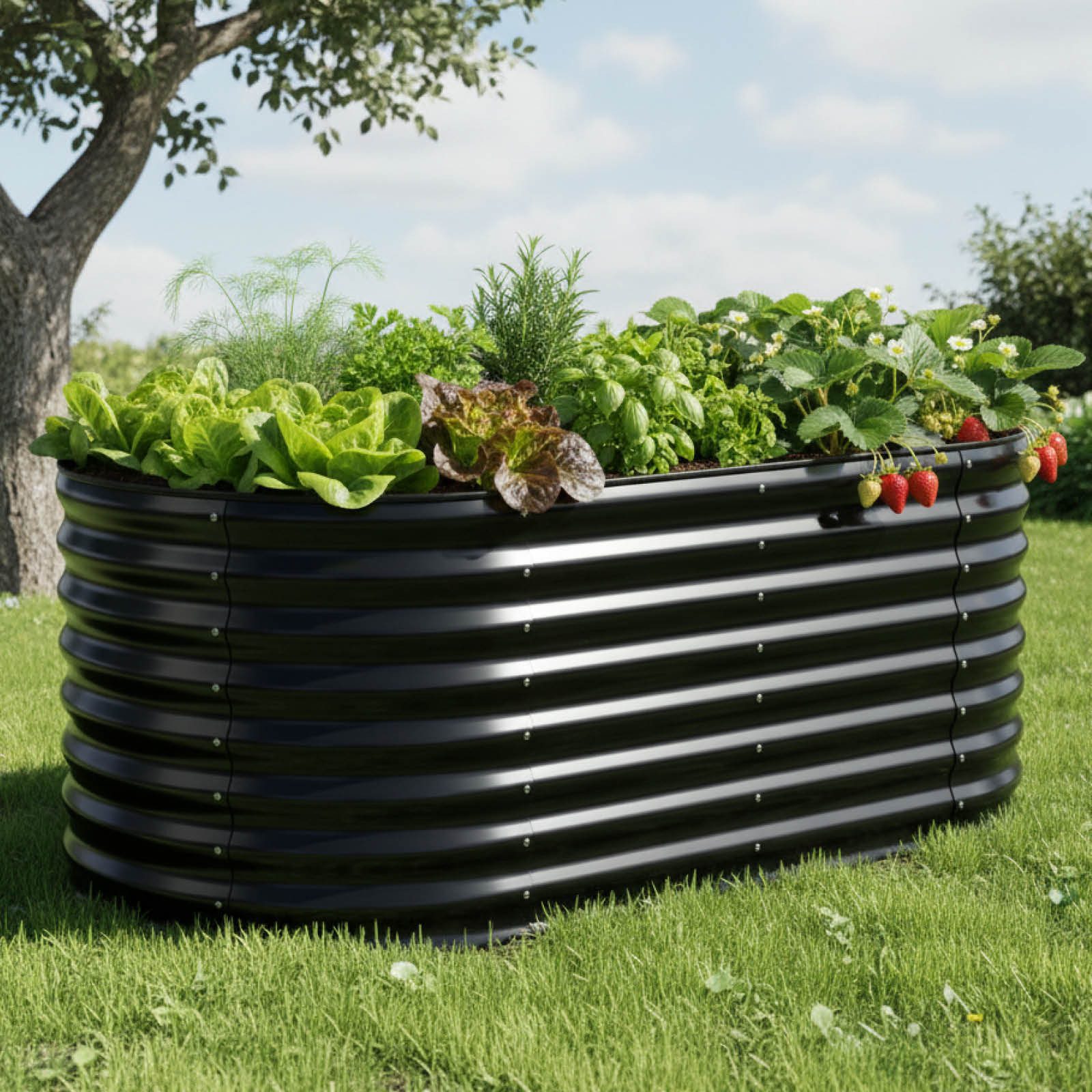 BRAST Hochbeet Metall Julia, 160x80x80-400x80x80cm, 8 Modelle, viel Zubehör (wetterfest ovale Form, für Gemüse Obst Kräuter & Blumen), Stahl rostfrei & verzinkt