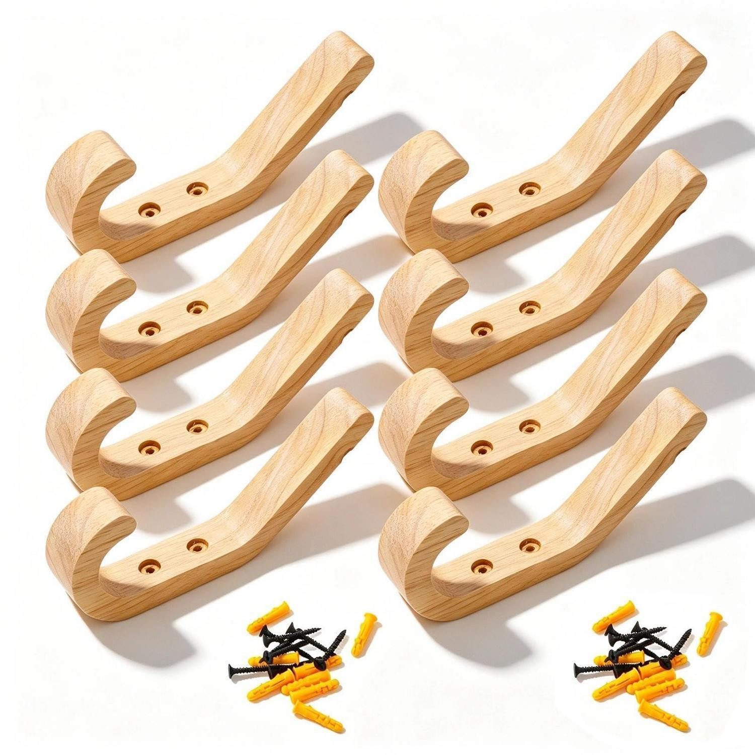 LuxusKollektion Kleiderhaken Garderobenhaken Eiche 155mm 8 Stck, (8-St)