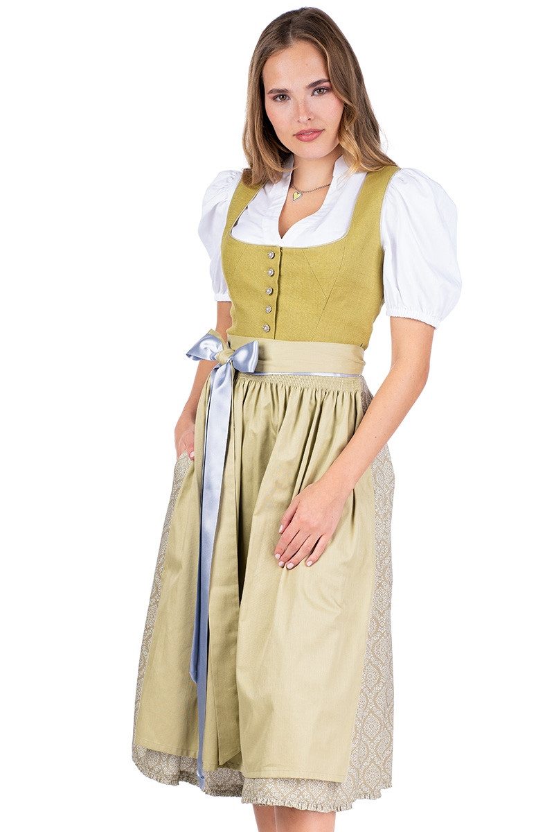 Alpenfee Tracht Dirndl Midi Dirndl 2tlg. - BLUNA - hellgrün