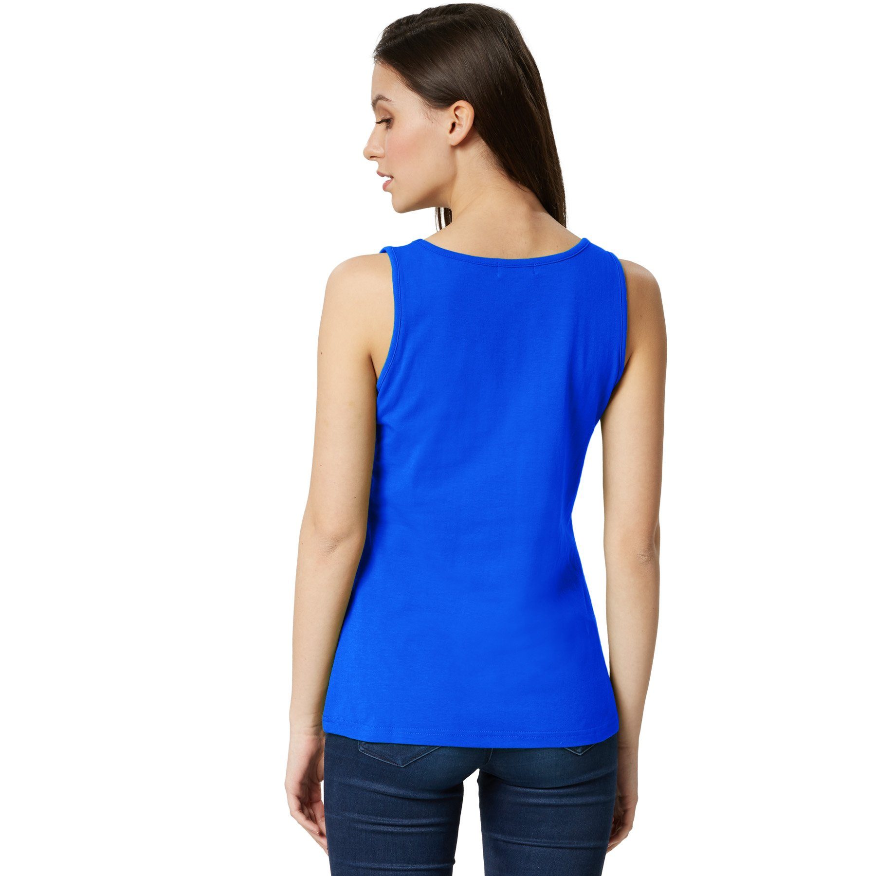 dressforfun Tanktop Achselshirt, Für viele Outfits und Auftritte, Einfarbiges Damen Top (Trägershirt, Konfektionsgröße XL in blau) Leicht körperbetonter Schnitt – Bild 4 von 5