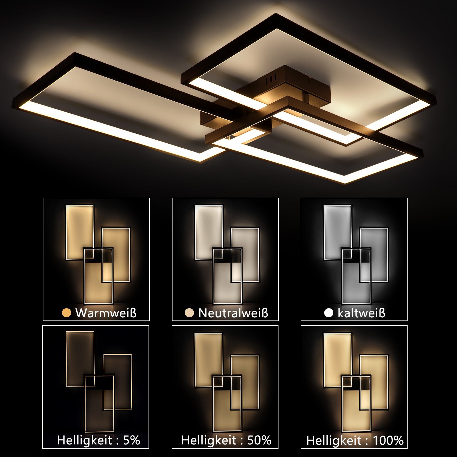 ZMH LED Deckenleuchte Whonzimmer mit Fernbedienung günstig online kaufen