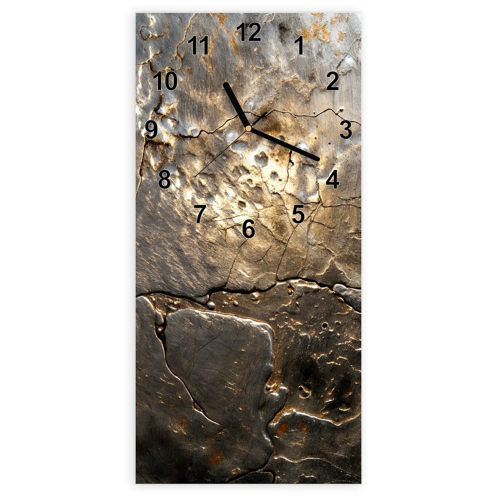 Wanduhr Glasuhr Wandkunst Größe 30 x 60 cm mit Motiv Gekrakeltes Metall