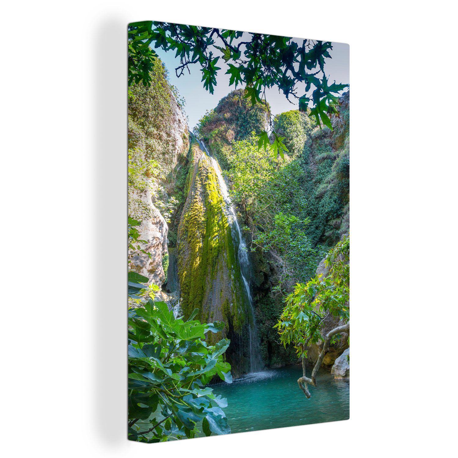 OneMillionCanvasses® Leinwandbild Wasserfall auf Kreta, (1 St), Leinwandbild fertig bespannt inkl. Zackenaufhänger, Gemälde, 20x30 cm