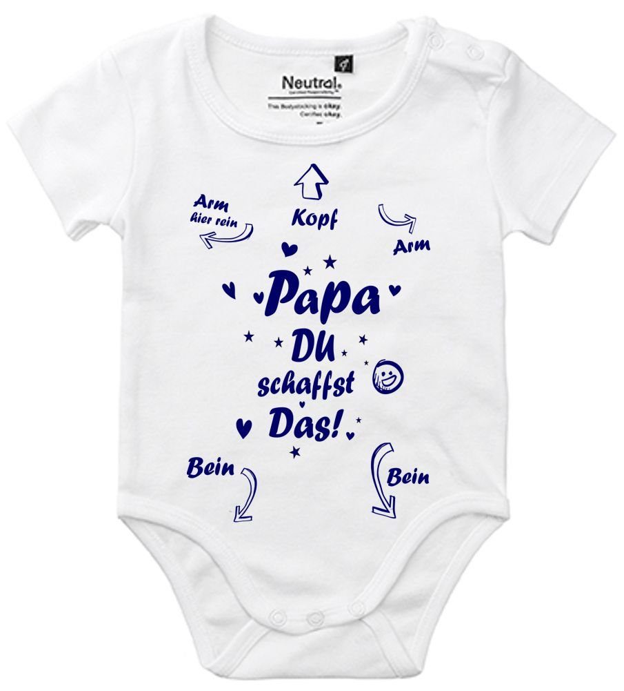 coole-fun-t-shirts Neugeborenen-Geschenkset Papa Strampler White Du Neugeborenes schaffst das Baby Body 