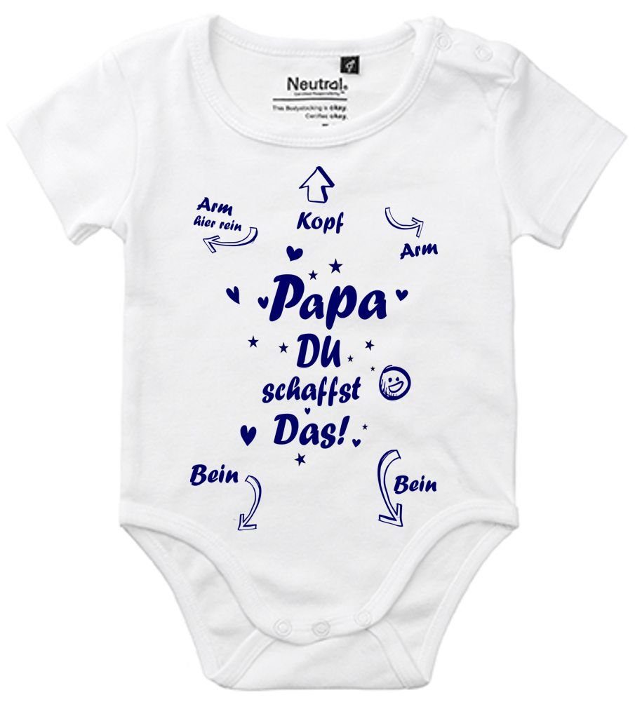 coole-fun-t-shirts Neugeborenen-Geschenkset Papa Du schaffst das - Baby Body Neugeborenes Strampler