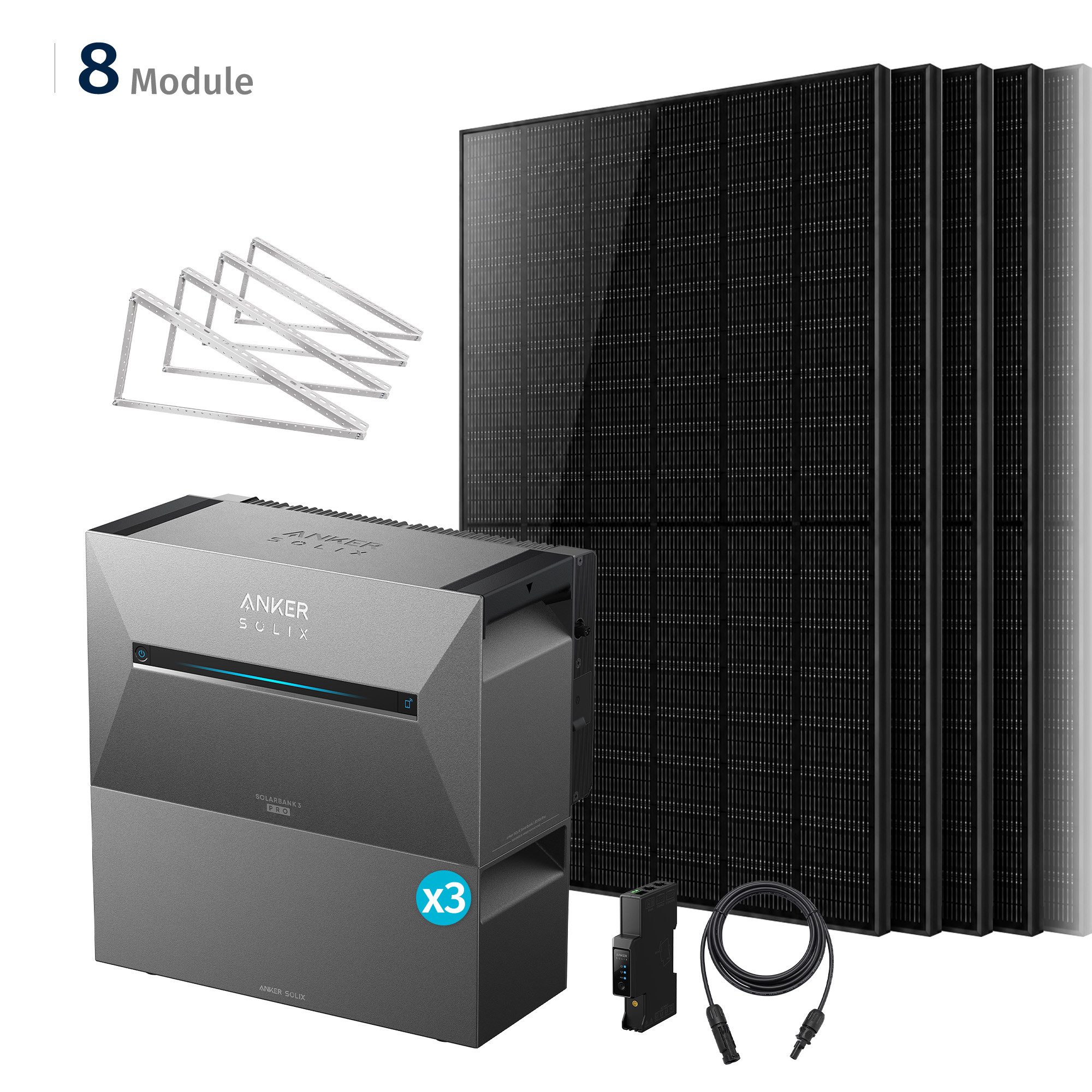 SolarMars Solaranlage 4000W Balkonkraftwerk mit Speicher Anker Solix Solarbank 3 E2700 Pro, (mit optionaler BP2700 Erweiterungsakku), mit intelligenter KI zur dynamischen Überwachung des Stromverbrauchs