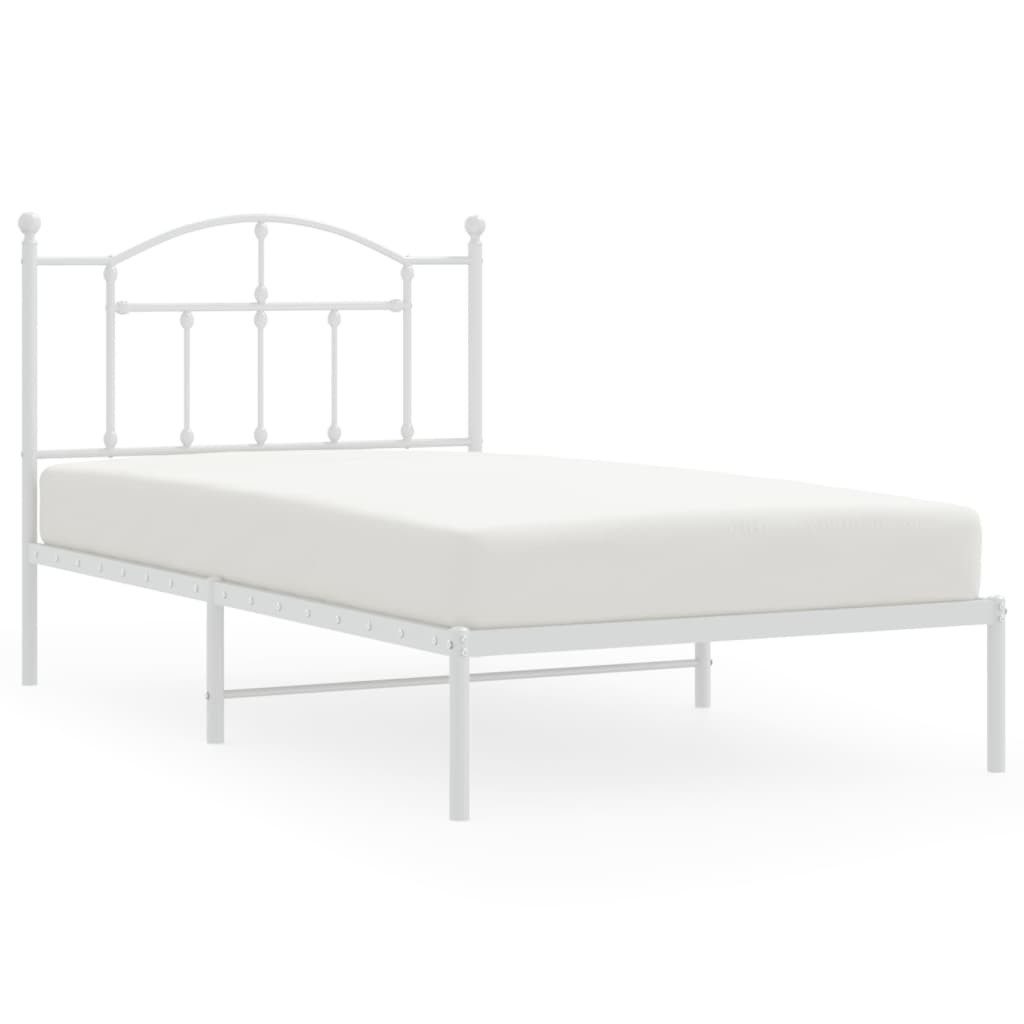 vidaXL Bettgestell, Bettrahmen mit Kopfteil Metall Weiß 100x190 cm günstig online kaufen