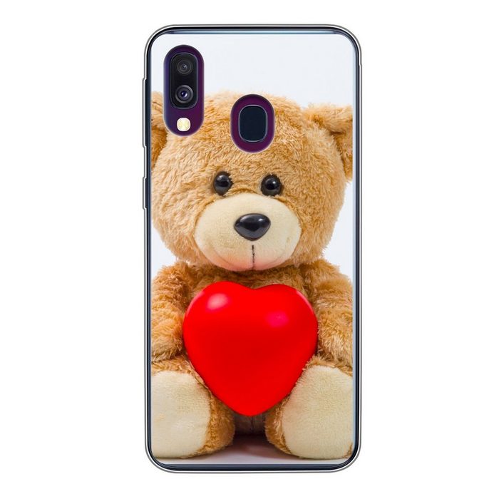 MuchoWow Handyhülle Ein Teddybär zum Valentinstag Handyhülle Samsung Galaxy A40 Smartphone-Bumper Print Handy