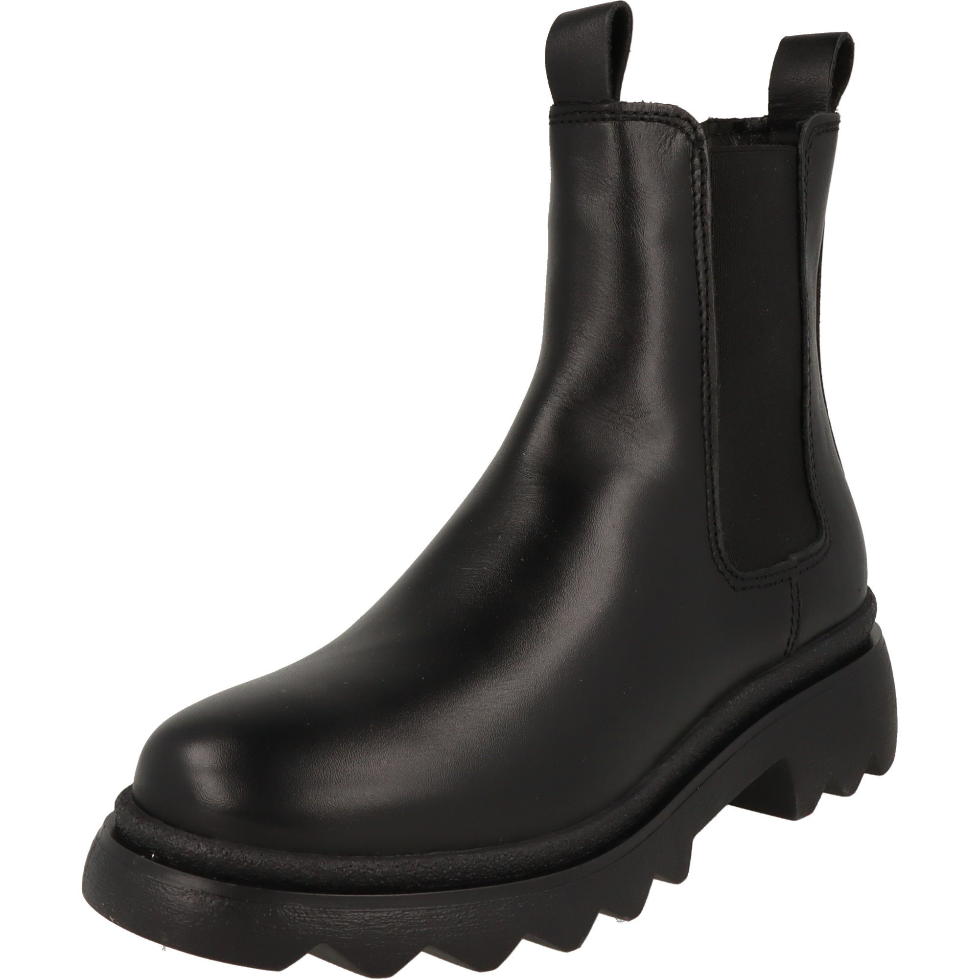 Tamaris 1-25802-41 schlichte Damen Schuhe Leder Stiefel Chelseaboots gepolstert schwarz