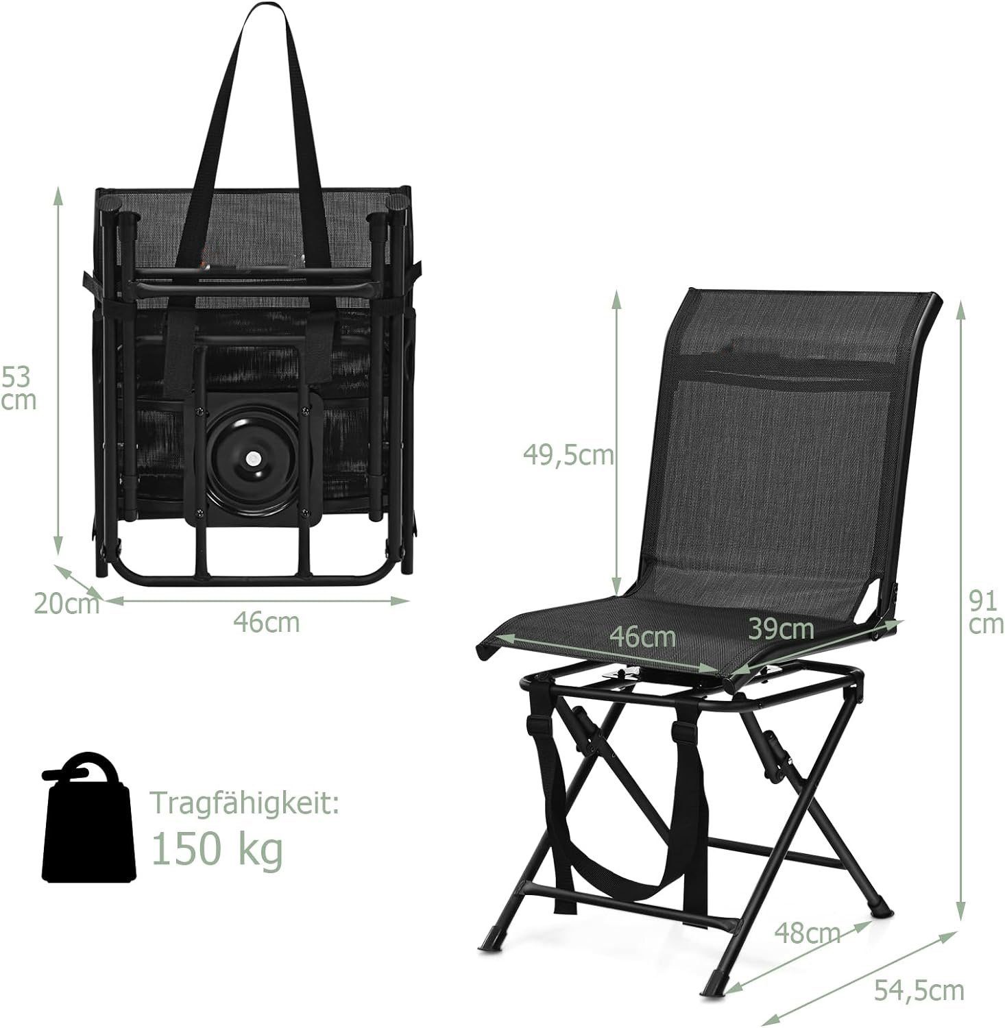 faltbar, Campingstuhl Jagdstuhl drehbar, bis zu KOMFOTTEU 360° Schwarz 150kg