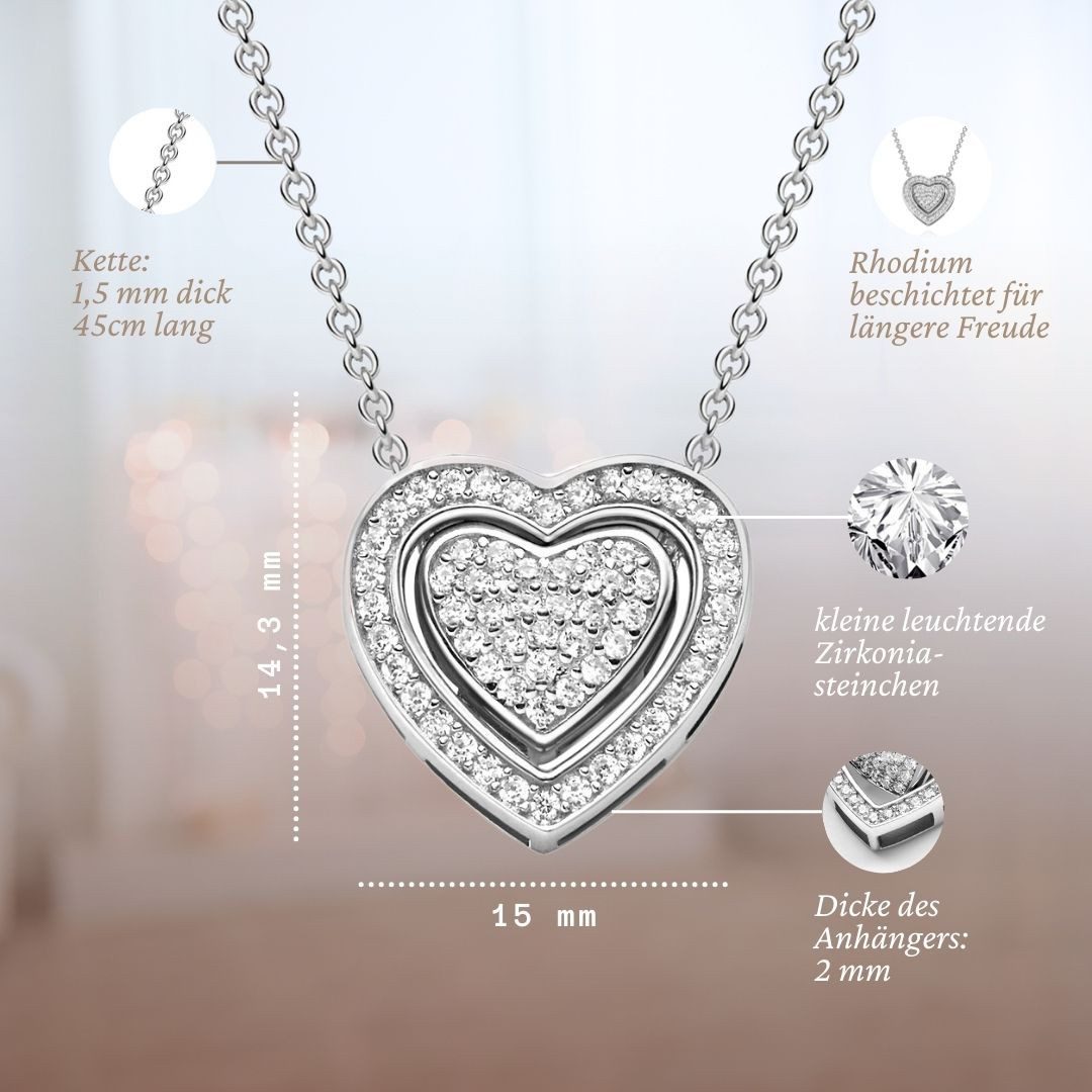LOVENEST Herzkette Herzkette 3-in-1 Silber 925 Damen *Ich Liebe Dich* Herz-Anhänger (Silberkette Anhänger Geschenke für Frauen Weihnachtsgeschenk Freundin, Geschenkset Damenkette Weihnachten Set), Sie Geburtstag Hochzeitstag Liebesbeweis Liebesgeschenk Herz Schmuck