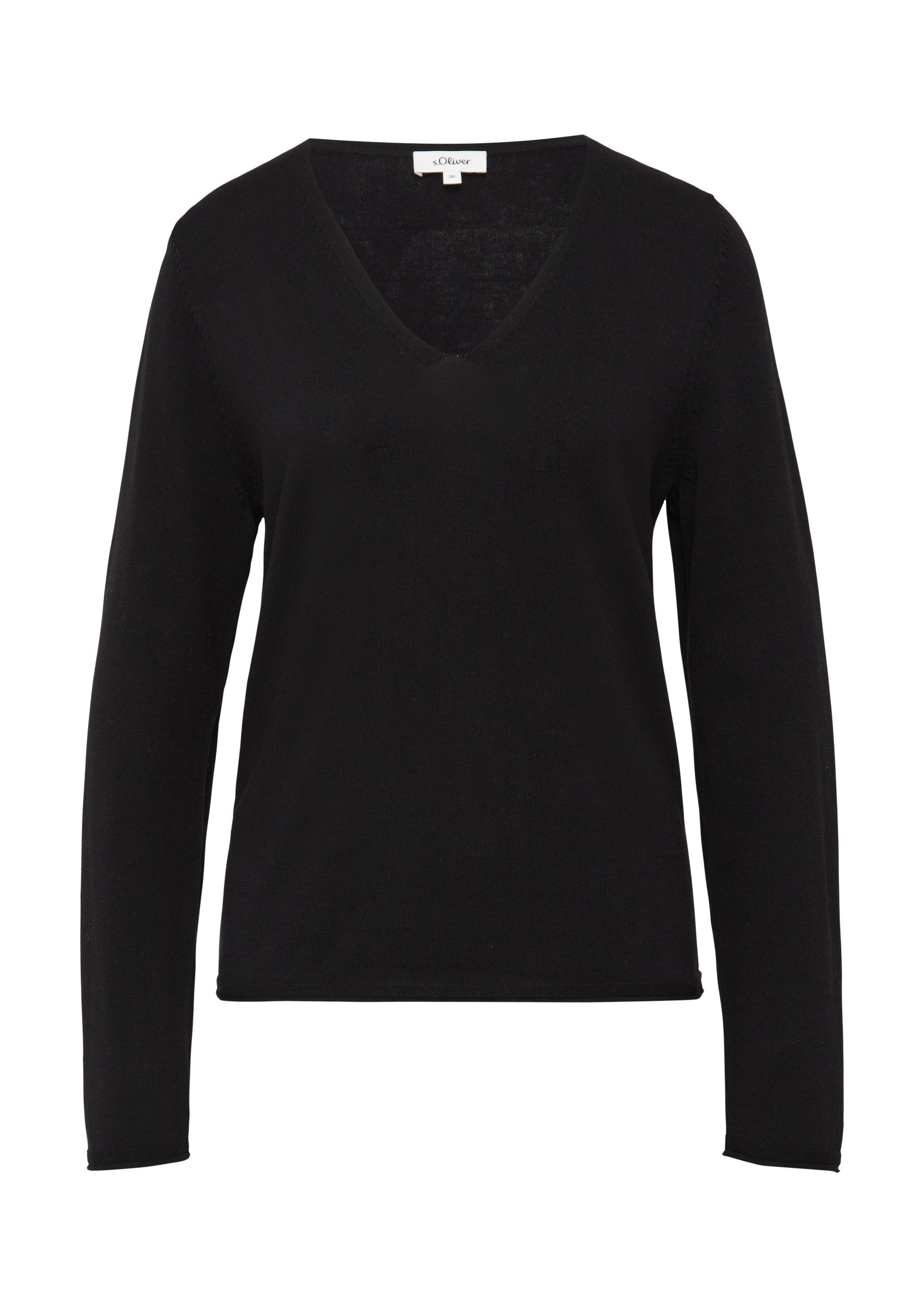 s.Oliver Longpullover Strickpullover Feinstrickpullover mit V-Ausschnitt un günstig online kaufen