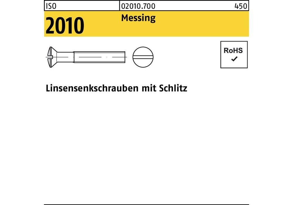 x Messing 6 2010 ISO Linsensenkschraube m.Schlitz 10 M Senkschraube