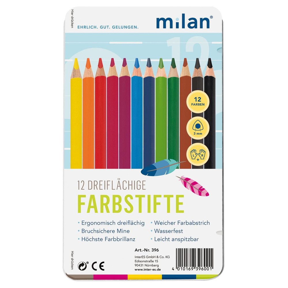 Eberhard Faber Buntstift 12 Dreiflächige Farbstifte - im Metalletui, (12-tlg)