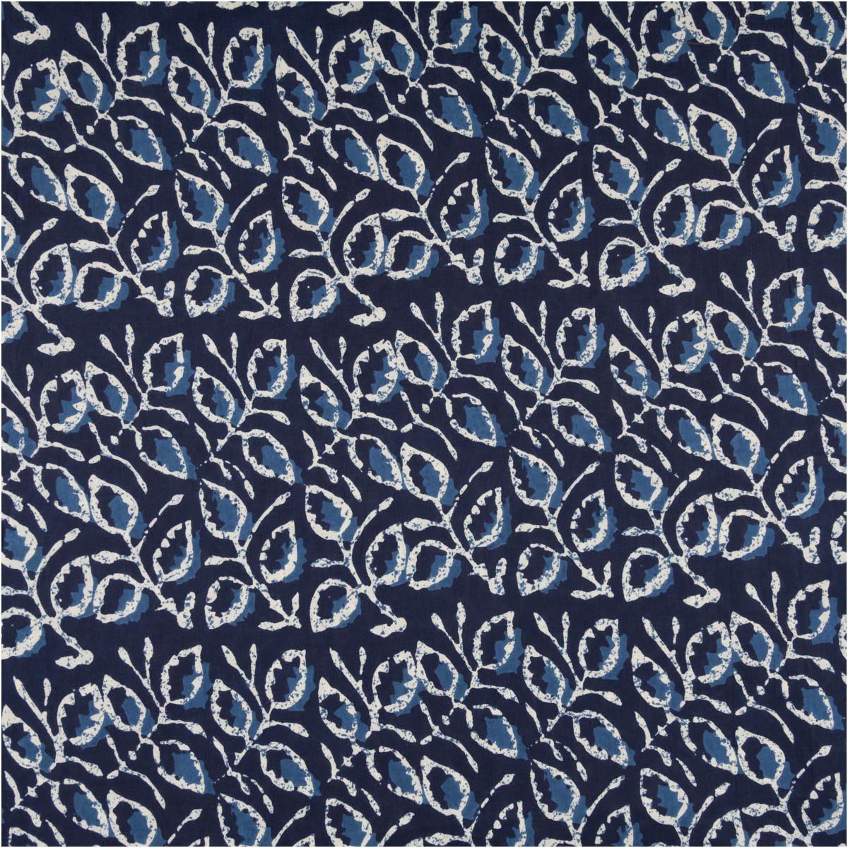 SCHÖNER LEBEN. Stoff Baumwollstoff Meterware Voile Blätter blau 145cm, allergikergeeignet