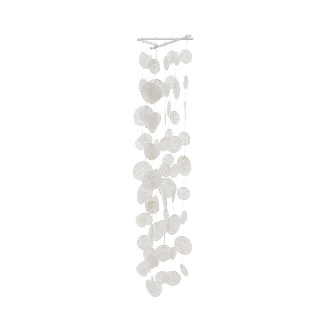 BOLTZE Windspiel Giovane, Perlmutt / Weiß, 20 x 20 x 90 cm, aus Capiz-Muscheln