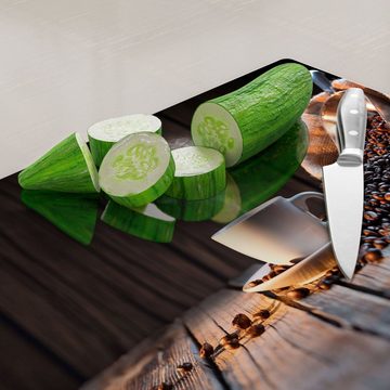 DEQORI Schneidebrett 'Rustikale Kaffeeliebe', Glas, Platte Frühstücksbrett Schneideplatte