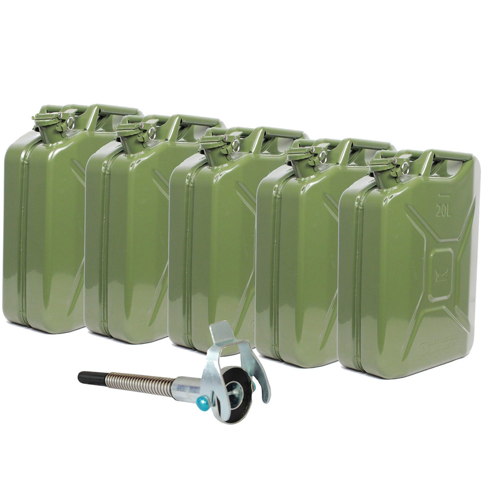 TRUTZHOLM Kanister 5x Metallkanister 20l Kanister Benzinkanister + 1x Ausgießer