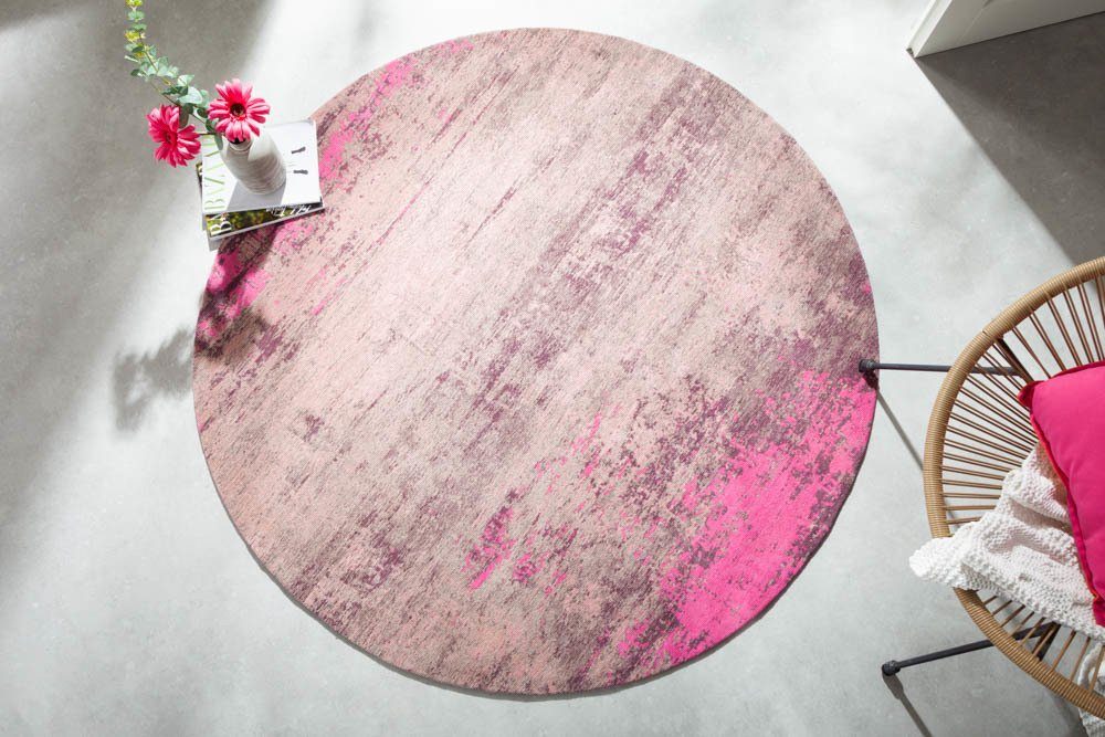riess-ambiente Teppich MODERN ART 150cm beige pink, rund, Höhe: 10 mm, Vintage · Schlafzimmer · Wohnzimmer · Flur