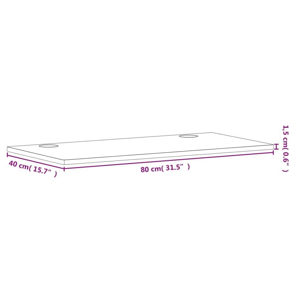 cm Schreibtisch 80x40x1,5 Arbeitsplatte Massivholz Schreibtischplatte vidaXL Buche Bürotis