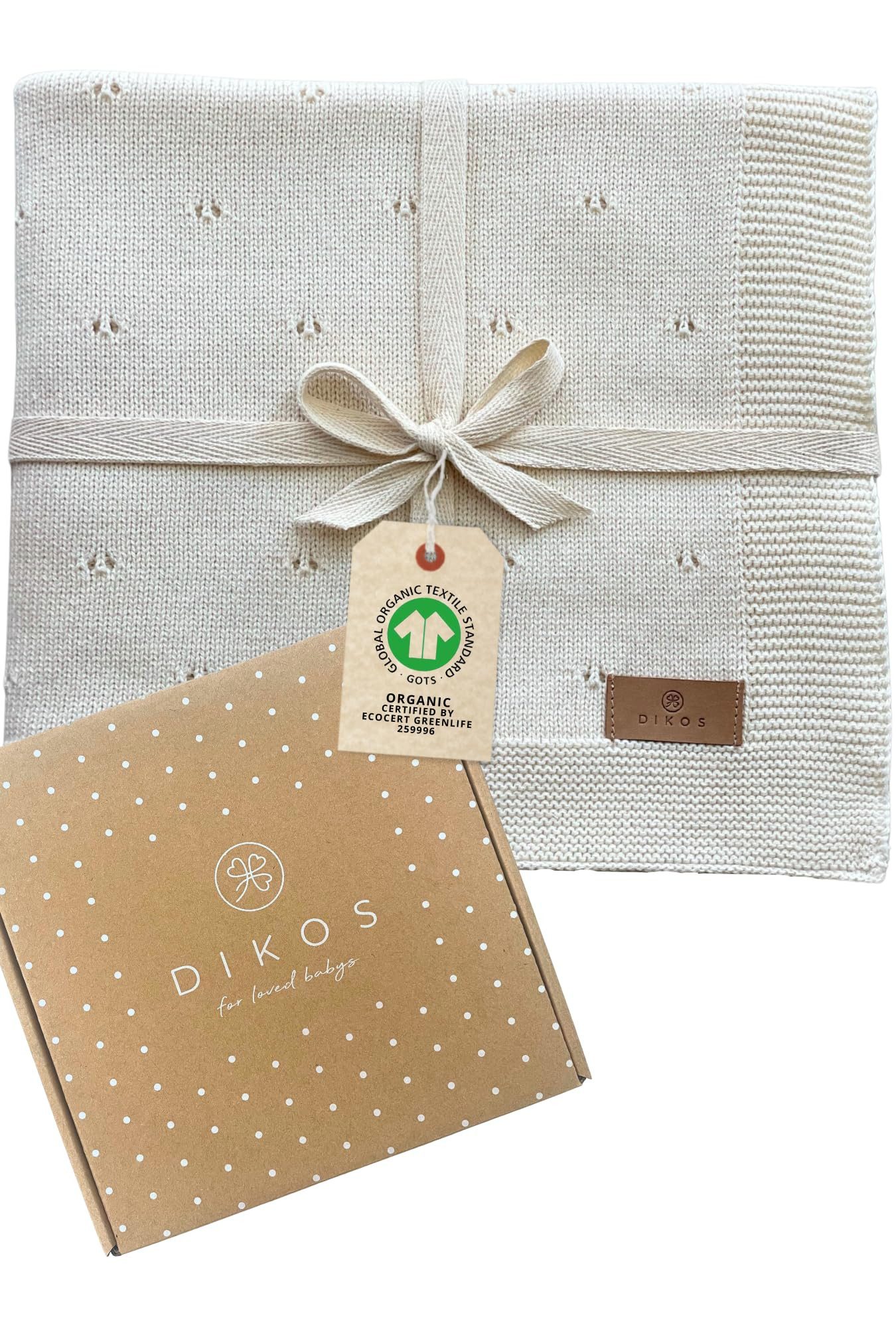 Babydecke DIKOS® Babydecke aus *100%* Bio Baumwolle, Strickdecke, Geschenk