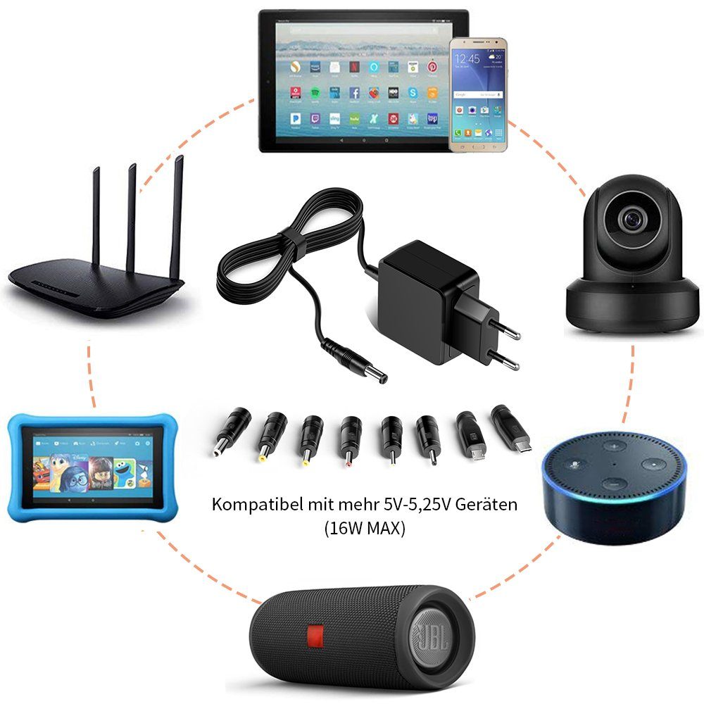 HKY 5V 3A Universal USB Kabel Netzteil Ladegerät mit 9 Steckers DC Adapter Notebook-Netzteil (MEDION AKOYA E2228T E2216T MD99940 MD 99940 Lenovo)