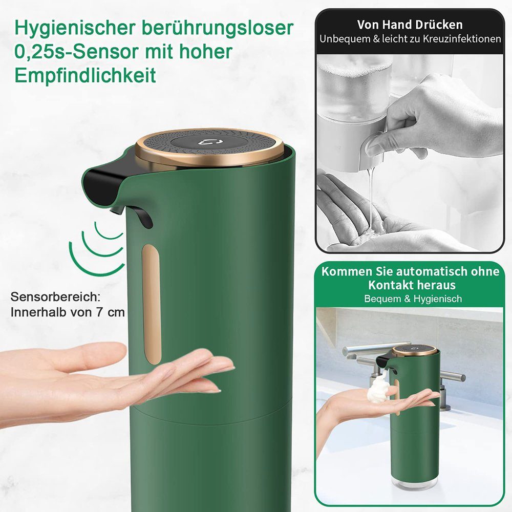 GelldG Seifenspender Seifenspender automatisch, Grün Wasserdicht ABS PP Schaumseifenspender