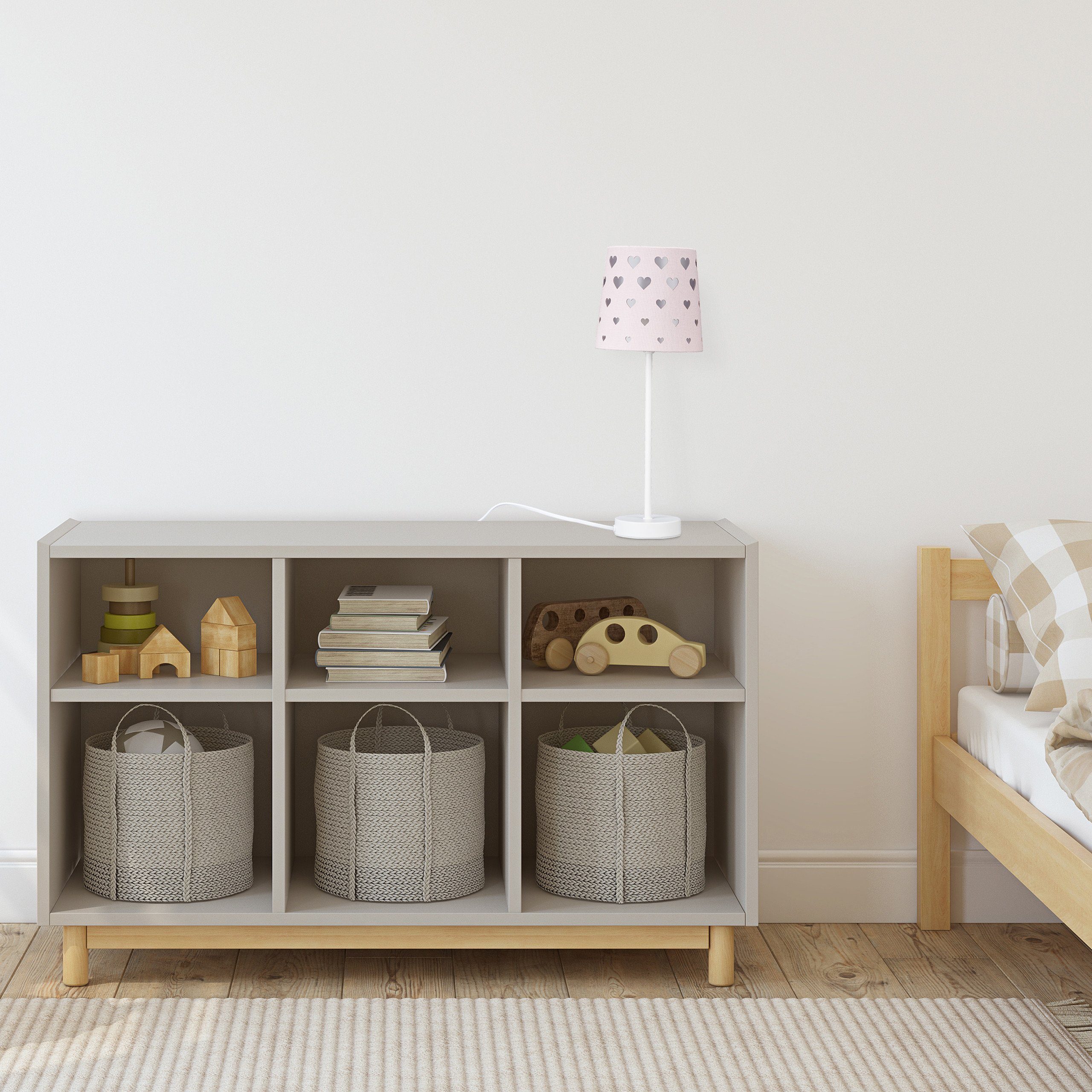 relaxdays Nachttischlampe Kinder mit Herze, Rosa günstig online kaufen