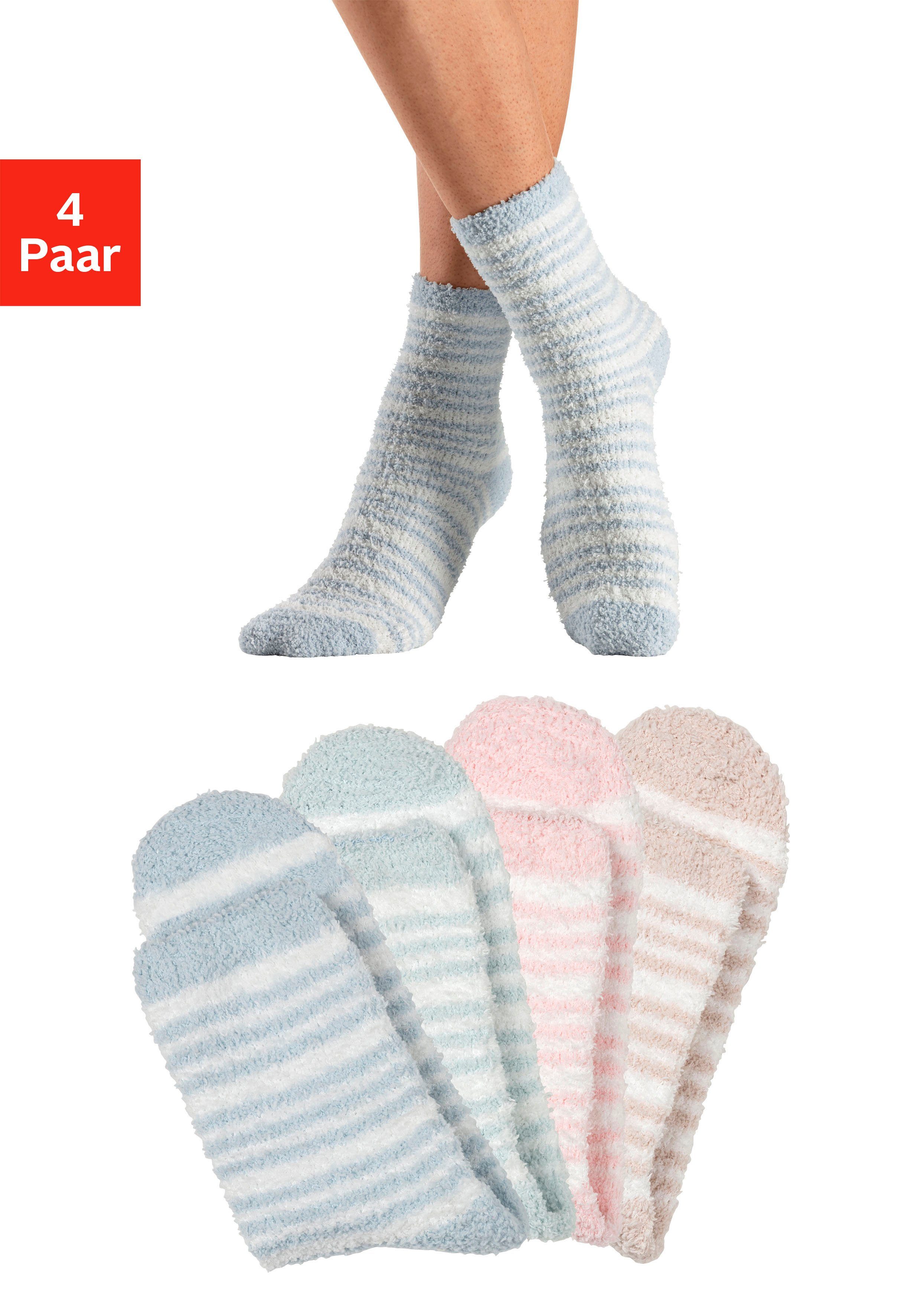 LASCANA Kuschelsocken Packung, 4 Stk. tlg. aus weicher und warmer Flausch-Q günstig online kaufen