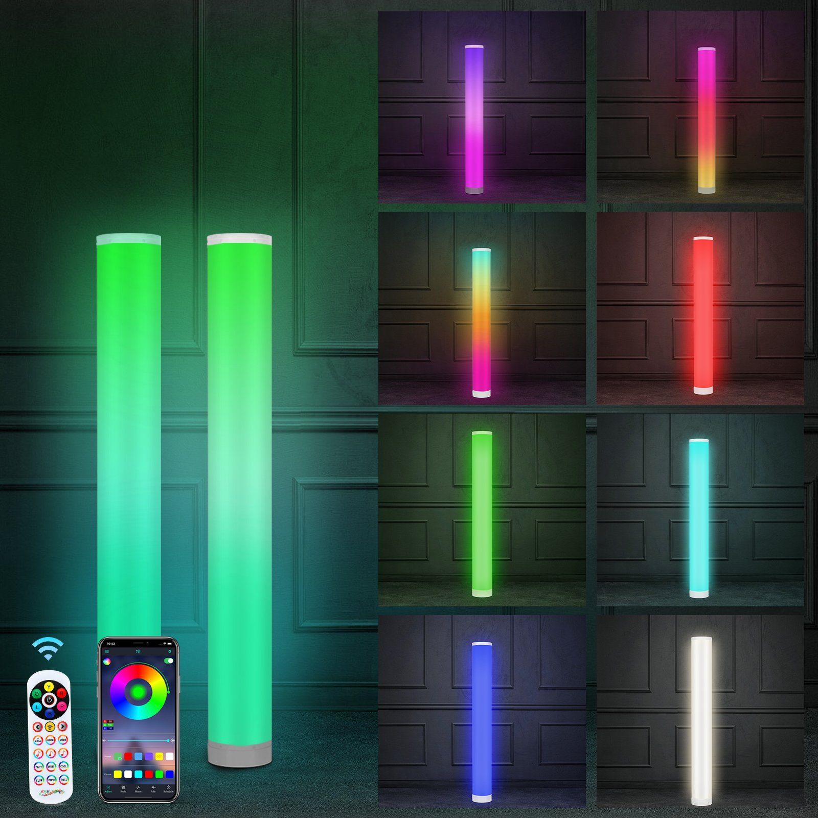 Stehlampe Dimmbar LED RGB 2x Gimisgu Stehleuchte 6W Eckleuchte Stehlampe Leuchte LED