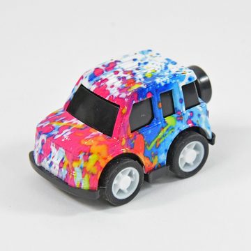 Kögler Spielzeug-Auto 4 x Metall Die Cast Mini Graffiti Autos mit Rückzugfunktion ca. 5x3x3cm, (Set, 4-tlg)