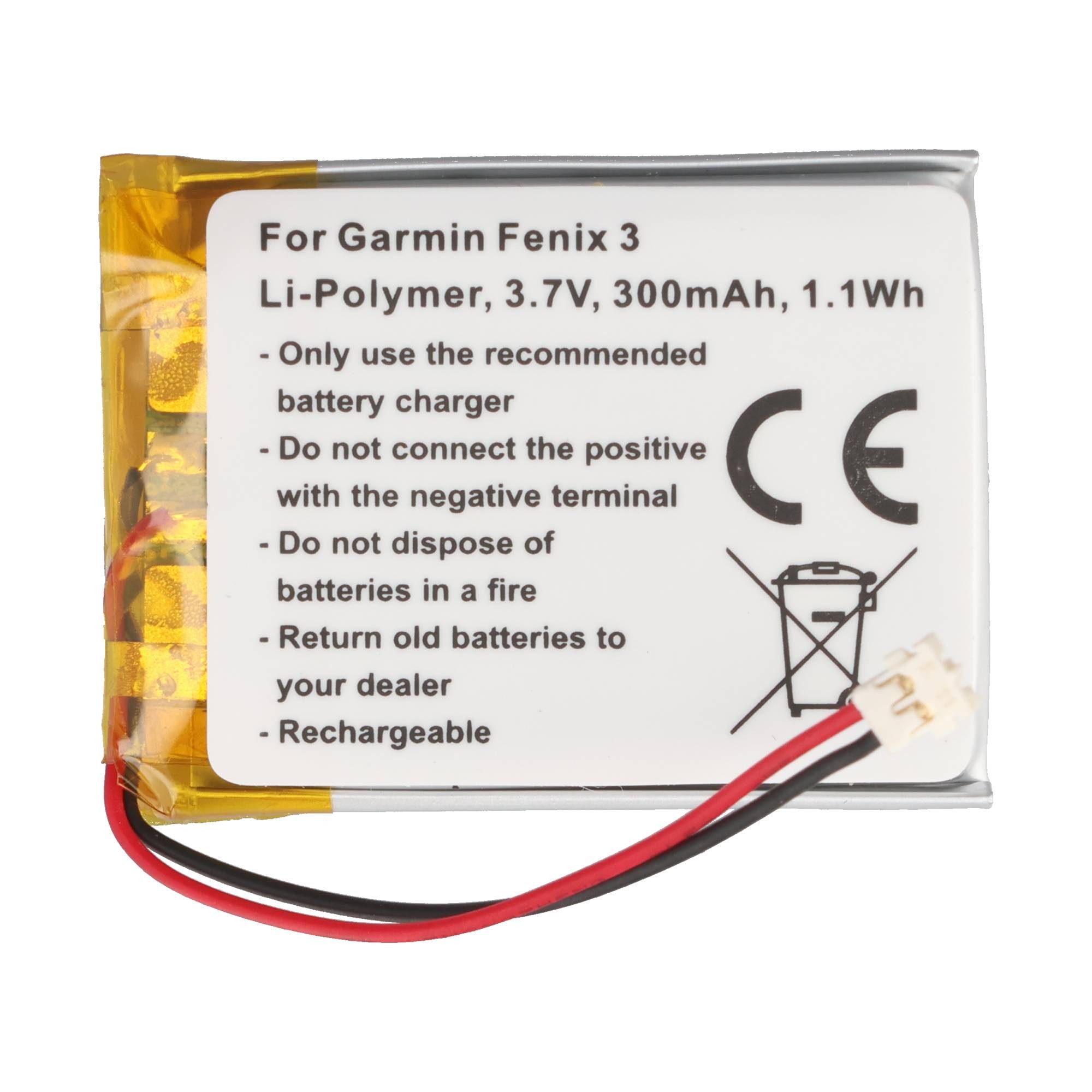AccuCell Akku passend für Garmin Fenix 3 & Fenix 3 HR – Ersatzakku passend fü Akku 300 mAh (3,7 V)