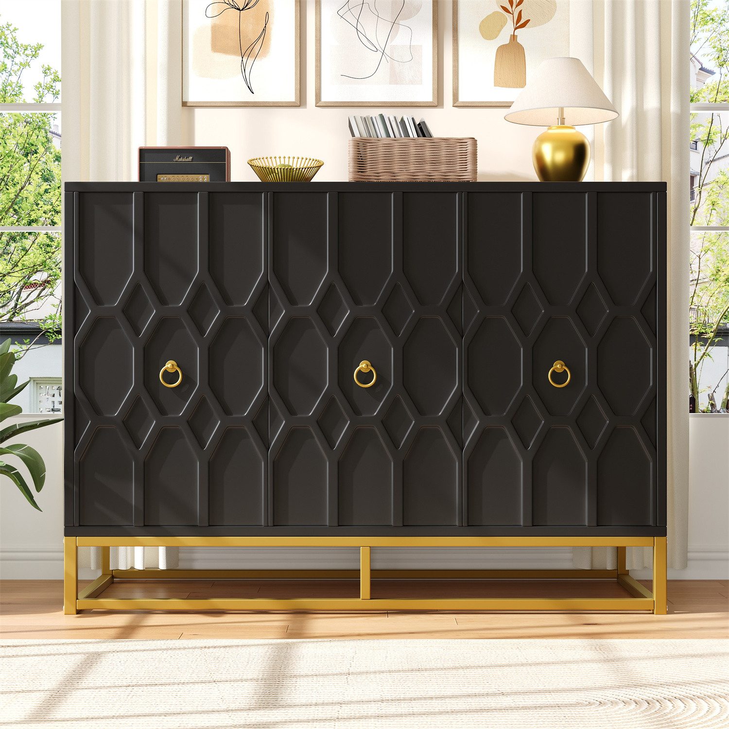 autolock Sideboard Sideboard, Gemusterte Schränke, 120×40×85cm günstig online kaufen