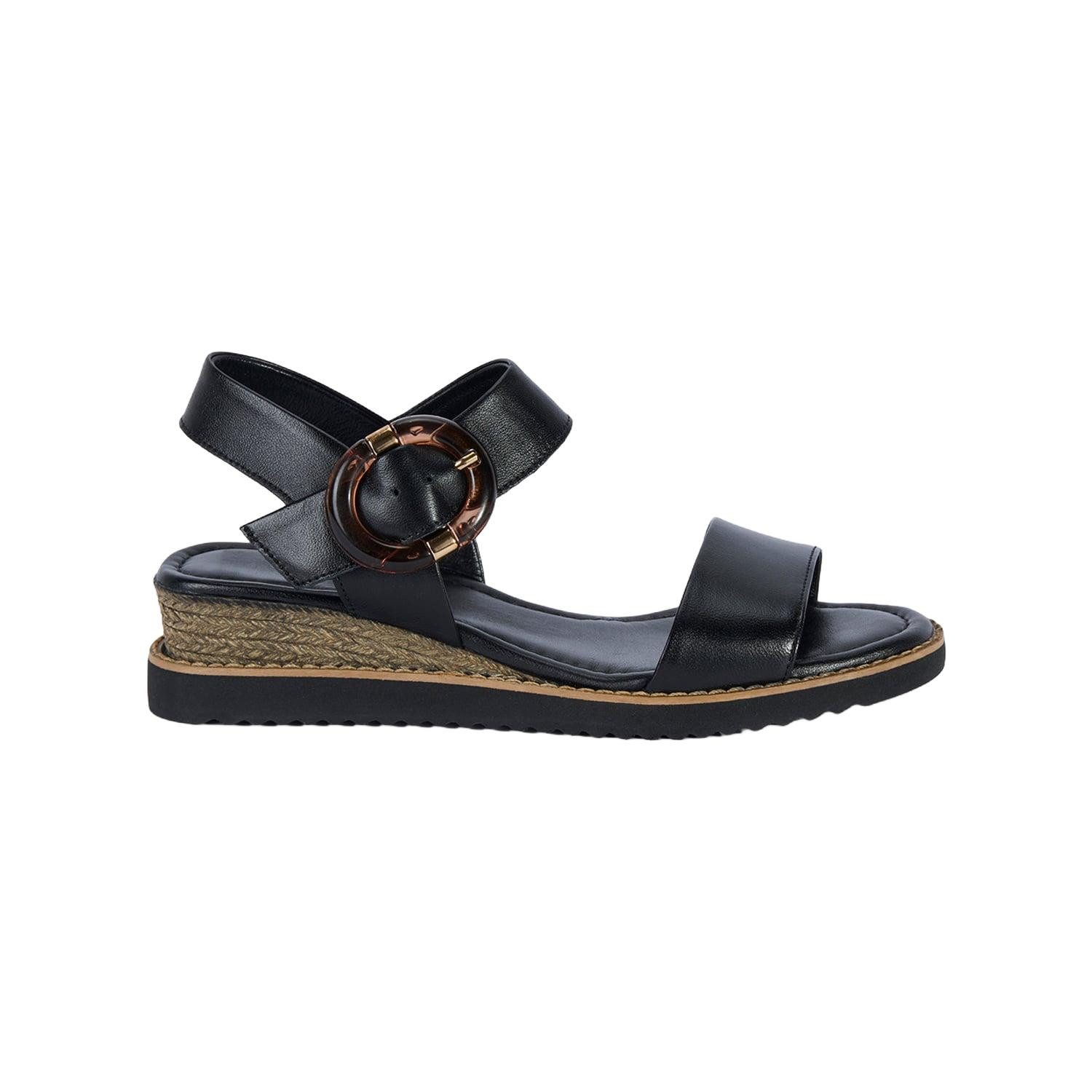 Desa DESA Damen-Keilsandalen aus Leder mit Knochenschnalle Sandale