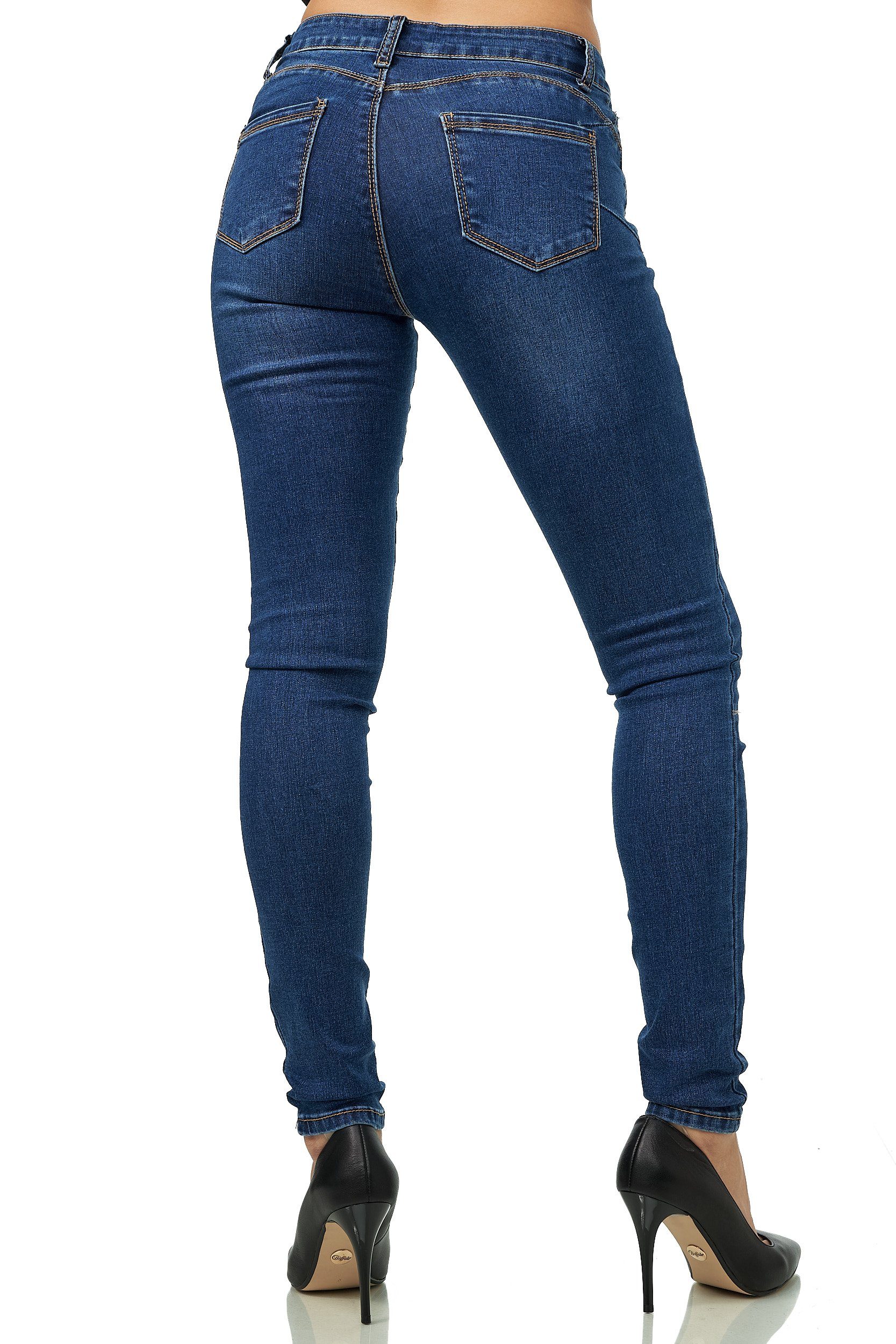 Hamburg (1-tlg) Stretch Damen Elara Up Jeans Blau Hose Elara Push Stretch-Hose