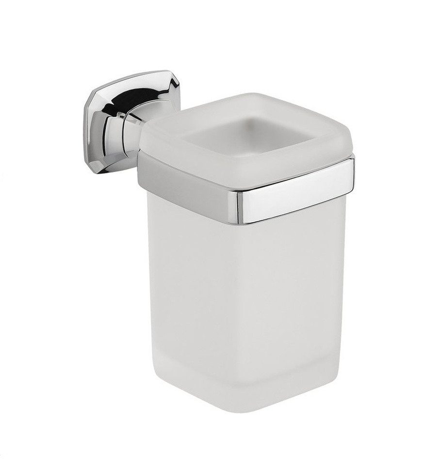 Metaform Zahnputzbecher AIDA Glas, Milchglas, Chrom, Metaform-AI004