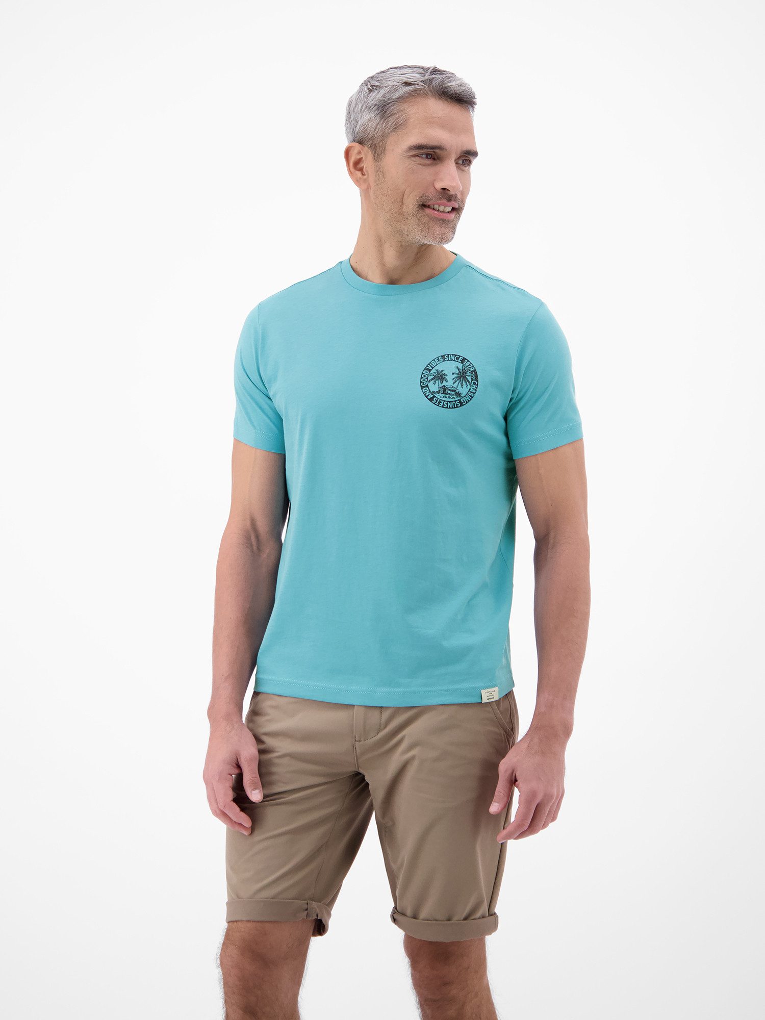LERROS T-Shirt Lässiges, unifarbenes T-Shirt aus reiner Baumwolle mit Print