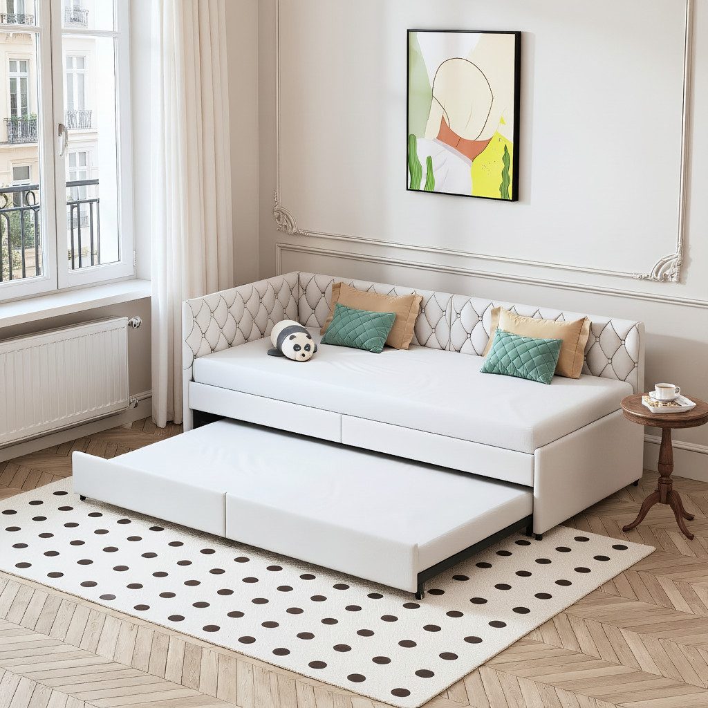Simurq Daybett Schlafsofa 90/180x200cm, Ausziehbett, Mit Unterbett, Tagesbett, Mit Lattenrost, Samt, Gästebett, Platzsparend