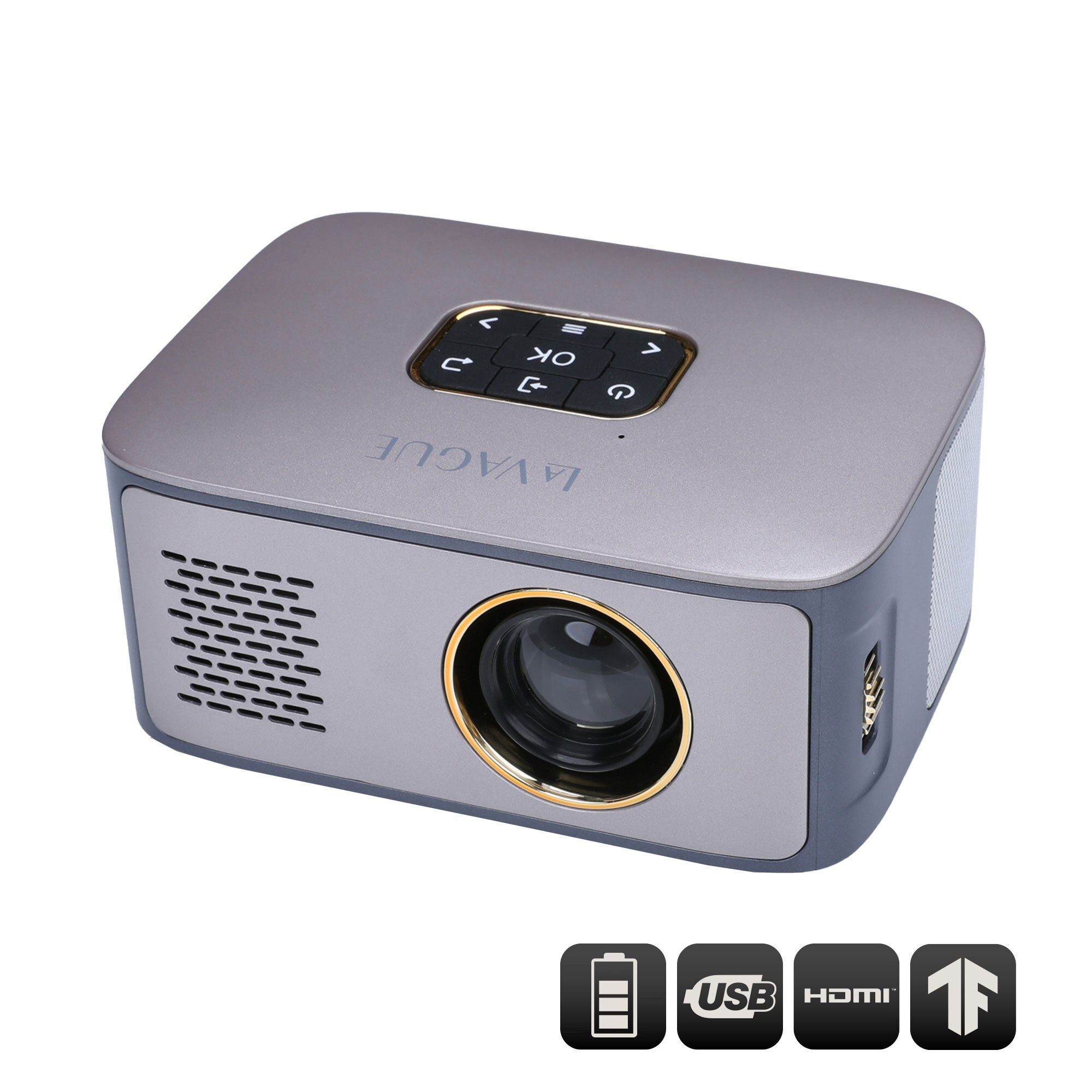 LA VAGUE LV-HD120 BUNDLE led-projektor mit integriertem LED-Beamer (600 lm, 1000:1, 1920 x 1080 px, LED-Projektor mit integriertem Akku inkl. LV-STA100FP)