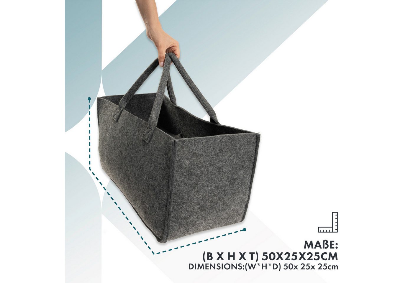 Thumbnail - Karat Allzweckkorb Conny, Filztasche, Einkaufstasche, Kaminholztasche (2 St), Faltbar, 2er oder 4er Set