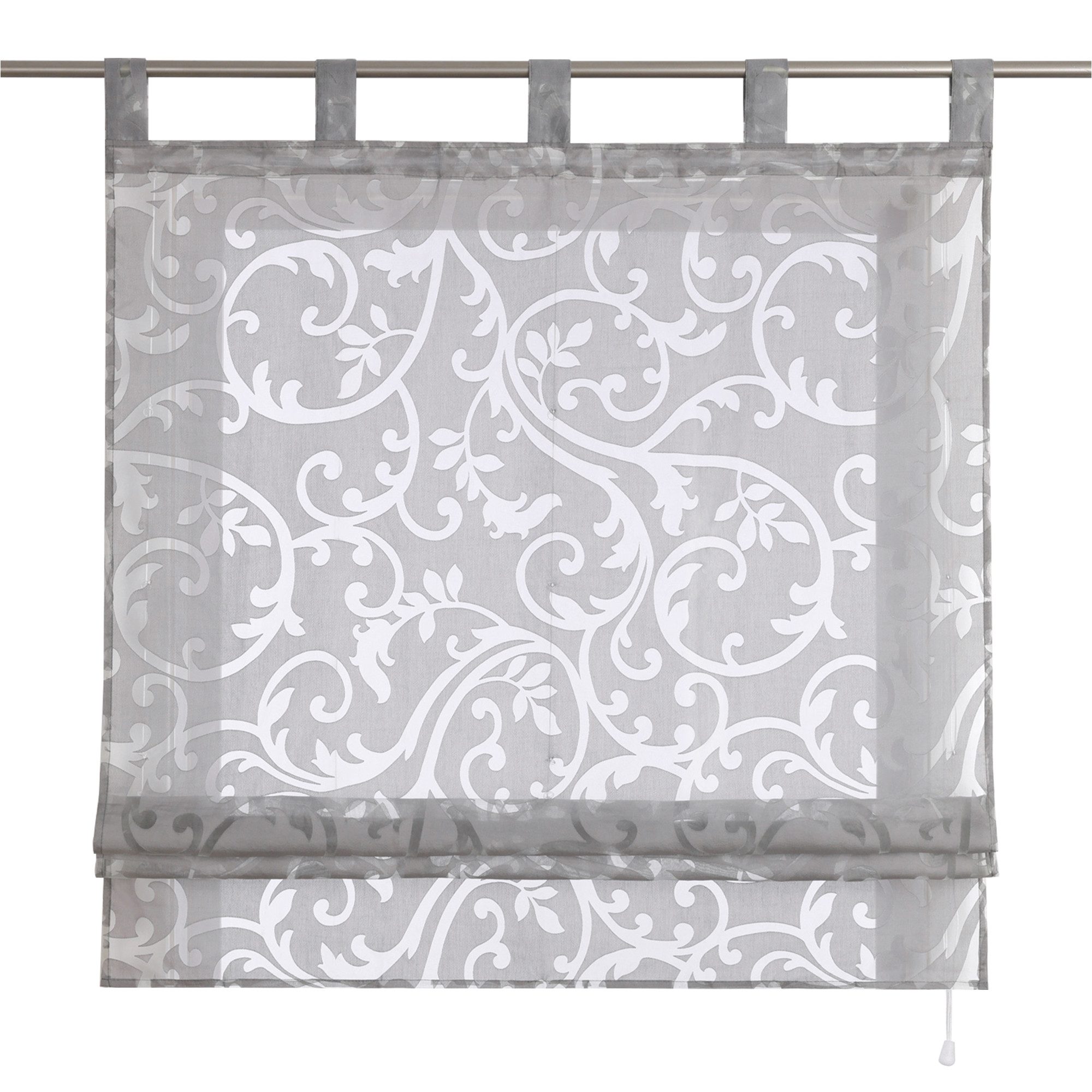 Delien Raffrollo Jessica, mit Schlaufen, Voile Uni mit Floral Ausbrenner günstig online kaufen