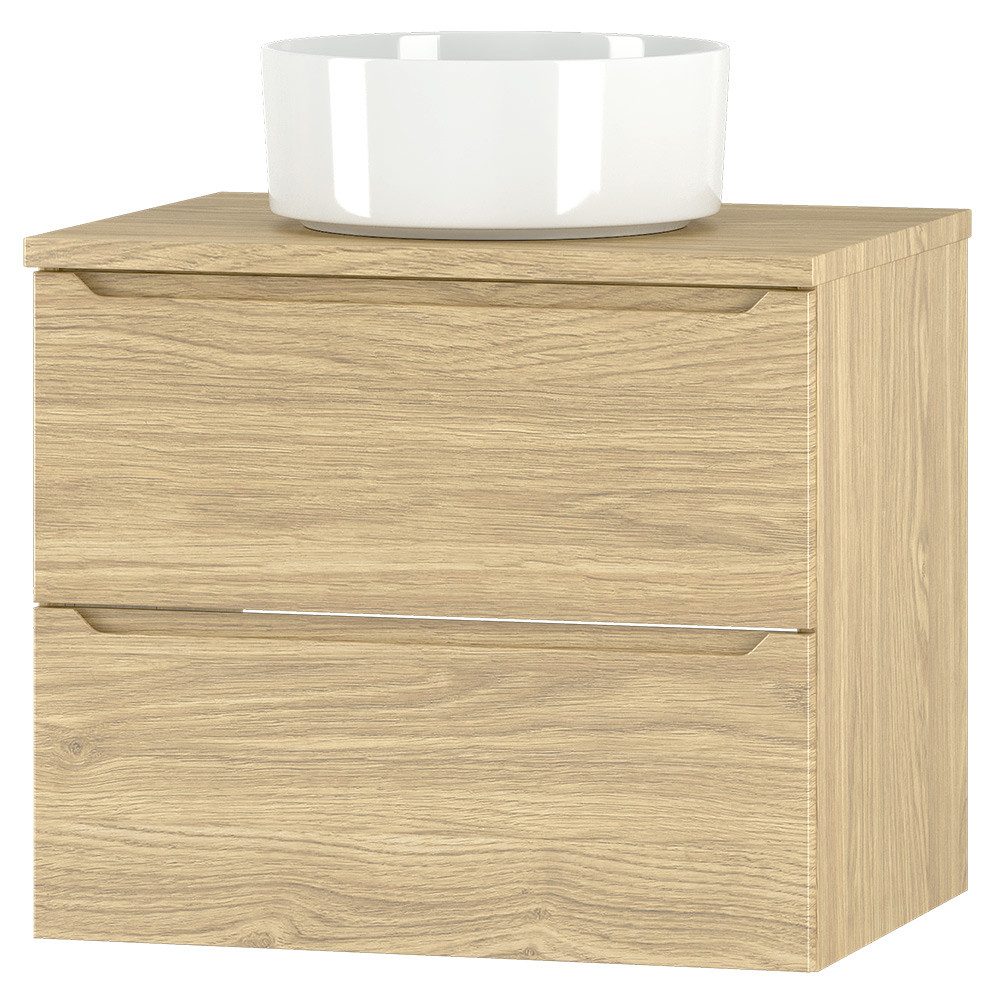 Lomadox Waschtisch ERICE-140, Waschbeckenunterschrank 60 cm breit in Eiche mit Waschbecken
