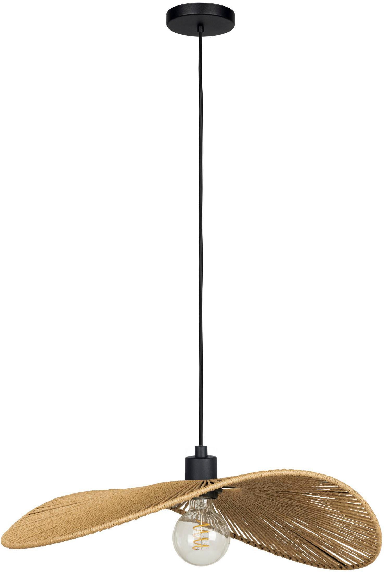 EGLO Hängeleuchte Siruela Hängelampe, Esszimmerlampe, Papier und Metall, E27, Lampe, ohne Leuchtmittel, Hängeleuchte - L56 x B40 x H110 cm - schwarz - 1X42W exkl.
