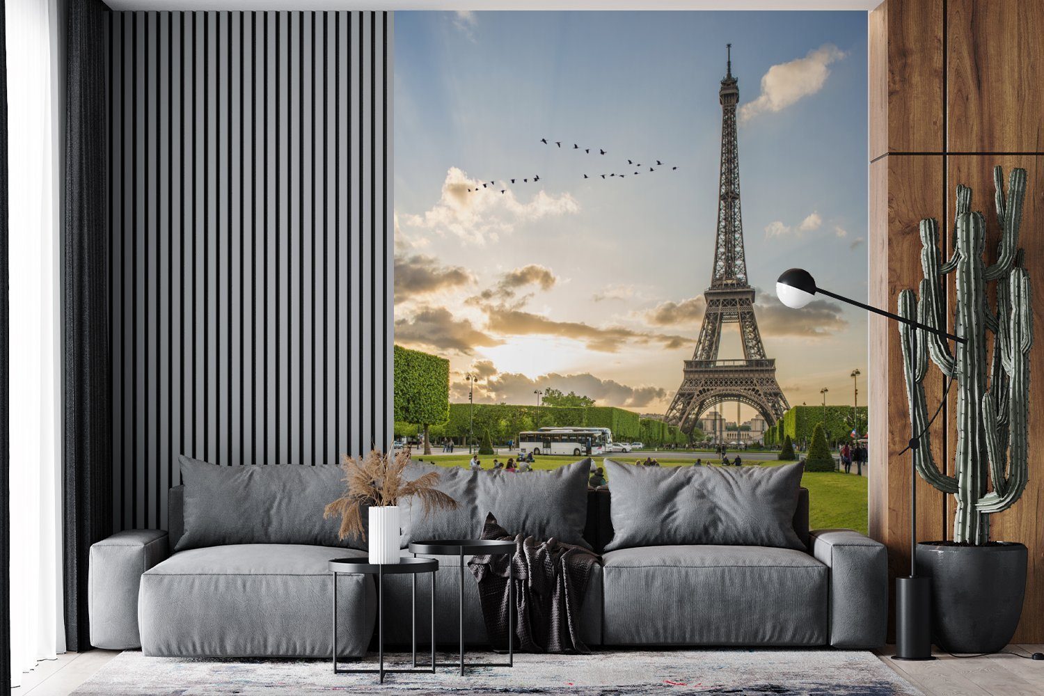 Schlafzimmer - (3 bedruckt, Frankreich St), MuchoWow Küche, Matt, Vliestapete Fototapete - Fototapete Licht, für Eiffelturm Wohnzimmer