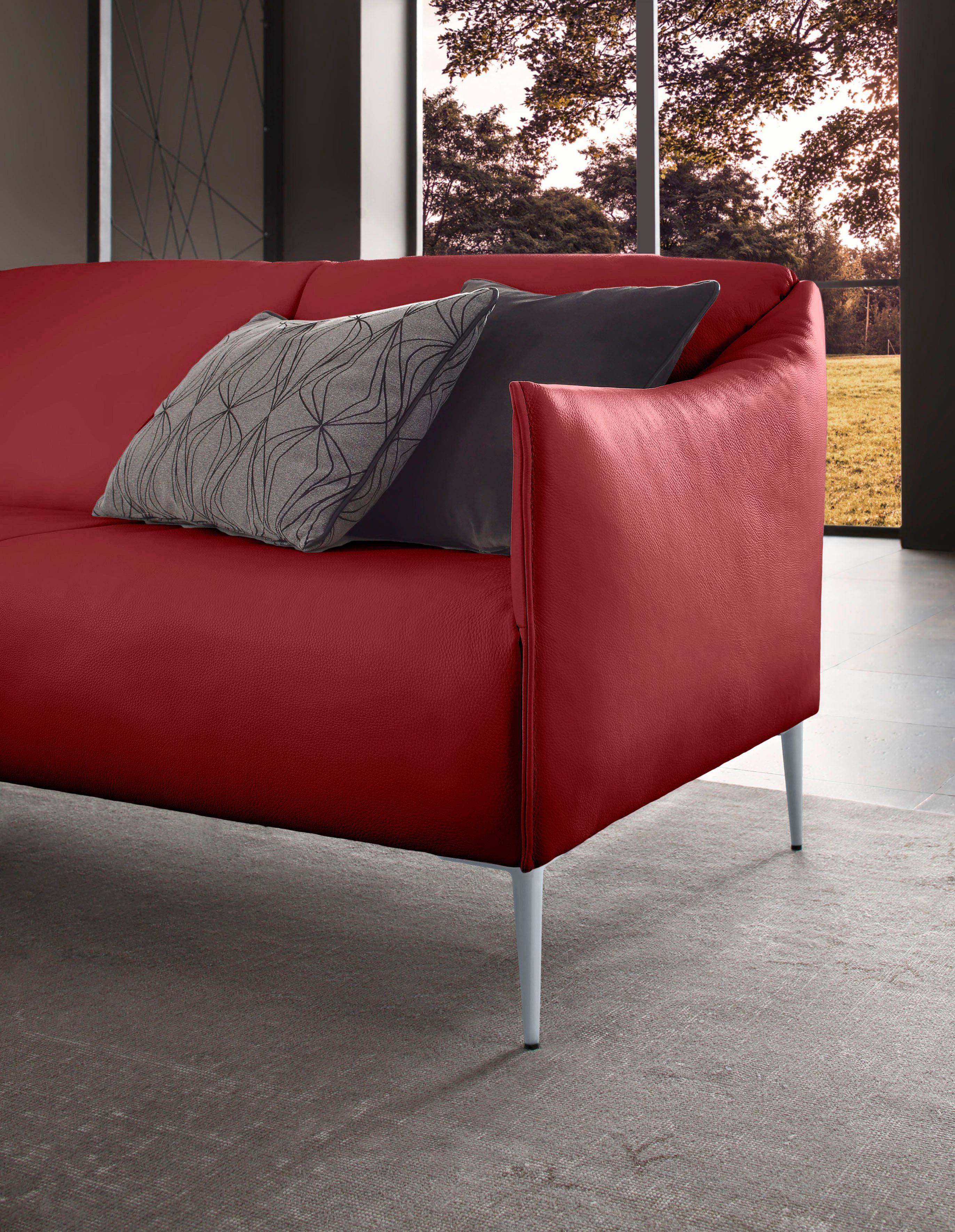 2-Sitzer Z59 red W.SCHILLIG matt, mit cm 154 Breite Metallfüßen sally, Silber in ruby