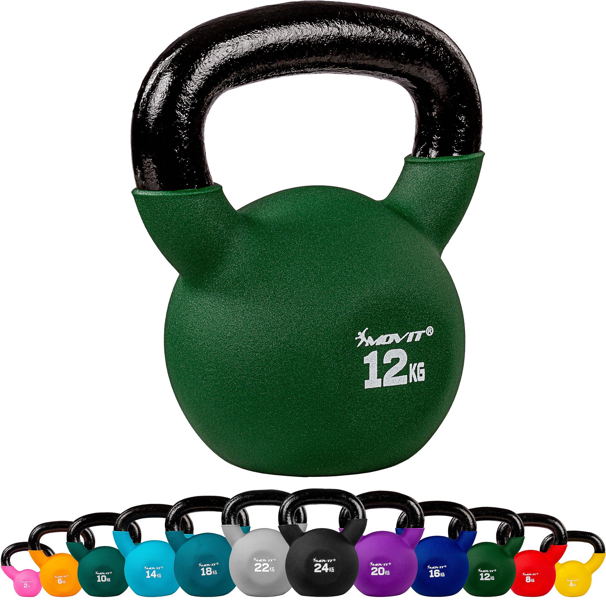 MOVIT Kettlebell PRO, Kugelhantel aus Gusseisen, (Schwunghantel, Trainingsgewicht)