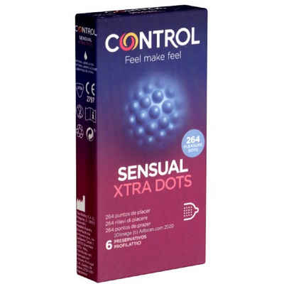 CONTROL CONDOMS Kondome SENSUAL Xtra Dots Packung mit, 6 St., aufregende Kondome, intensive Gefühle, Kondome mit 264 Noppen für die Rundum-Stimulation